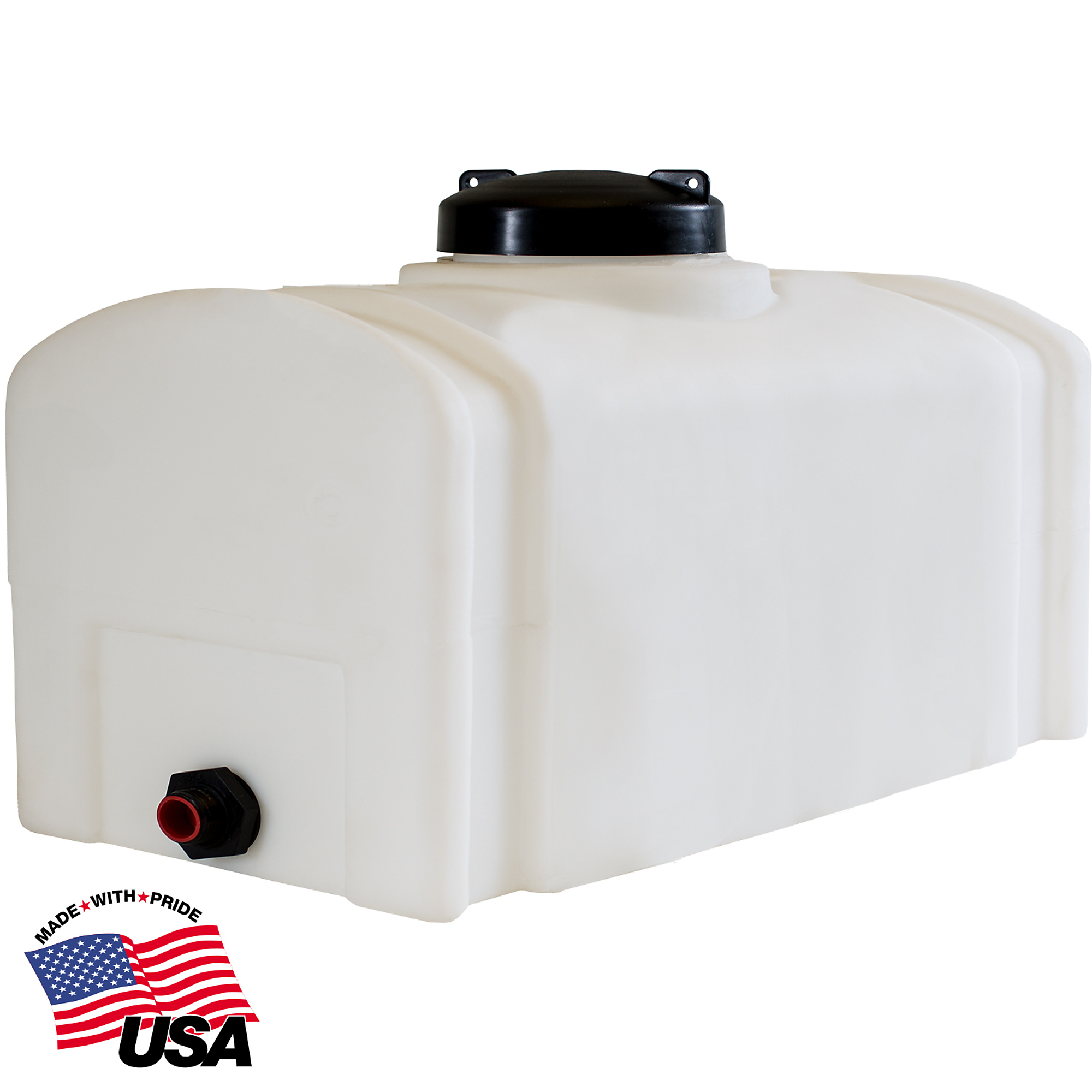 RomoTech 26 Gallon Water Tank - Square Domed, BPA Free Poly Tank for Non-Flammable,  Liquids, UV-Resistant Storage, 3/4" NPT Outlet, Made in USA, Natural, Model# 82123899